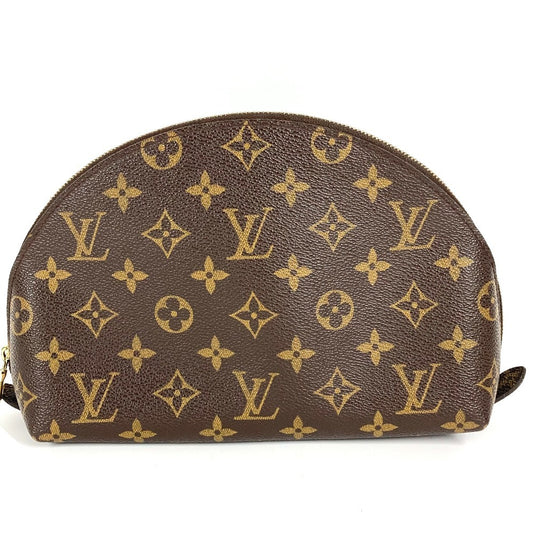 LOUIS VUITTON M47520 Monogram Trousse Demi-Lune Make-up Pouch Travel Pouch Multi-purpose Pouch Cosmetic Pouch Monogram Canvas Ladies Brown