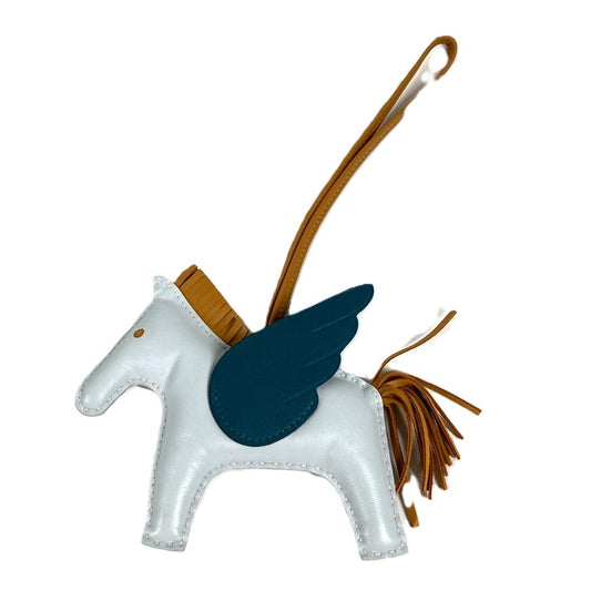 HERMES Horse Key Holder Cheval Rodeo Pegasus MM Rodeo Pegasus MM Bag Charm Charm Agneau Milo Unisex Blue