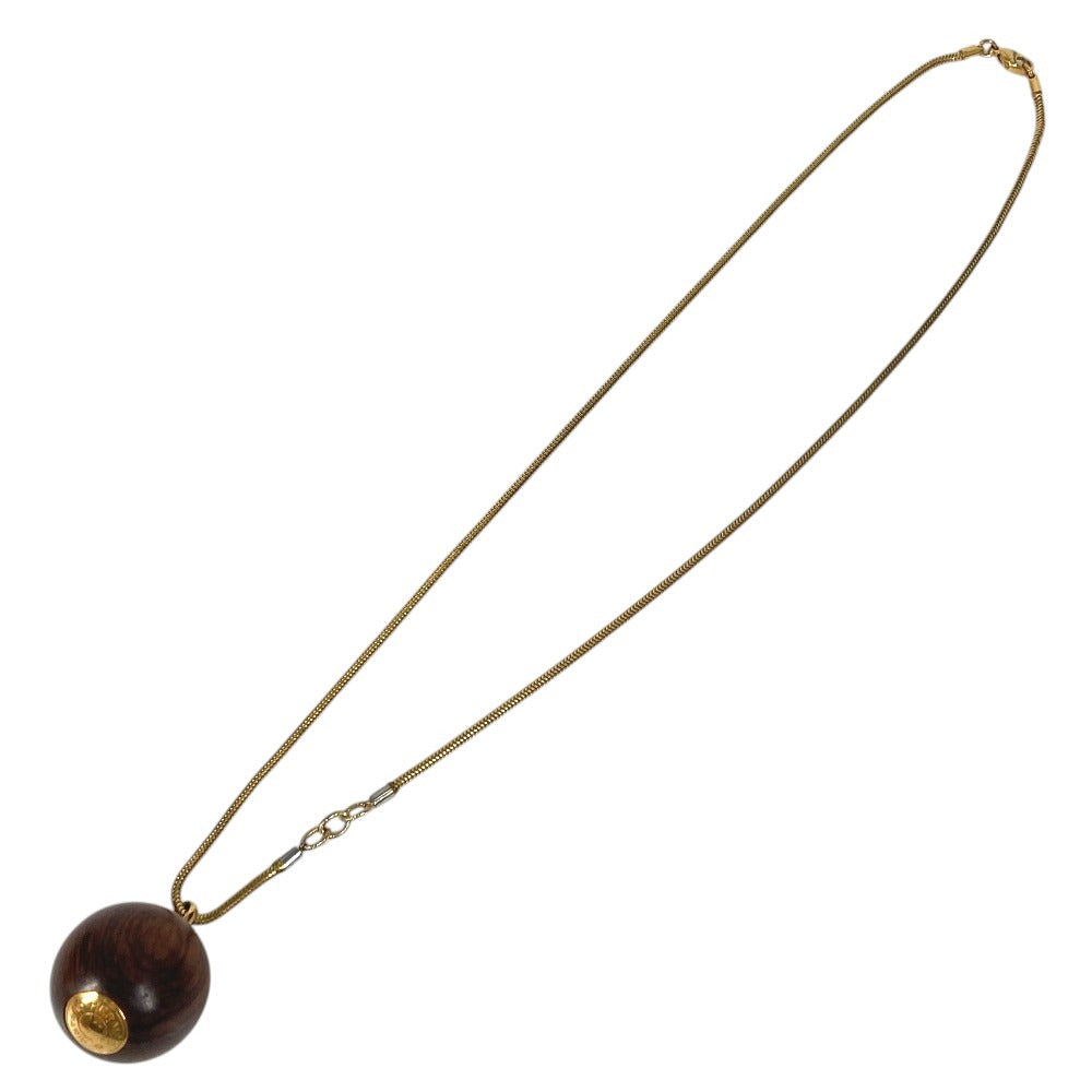 HERMES アクセサリー セリエ ロゴ ウッドボール チェーンネックレス ペンダント アクセサリー ネックレス ウッド ユニセックス ブラウン