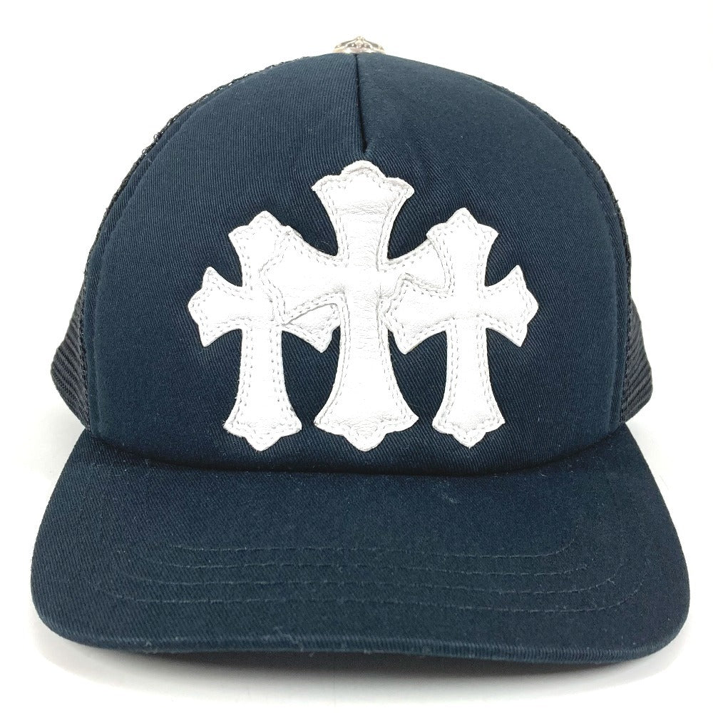 CHROME HEARTS TRUCKER CAP NEW 3 CEM CRS トリプルクロス スリークロス ロゴ トラッカー 帽子 キャップ帽 ベースボール メッシュ キャップ コットン ユニセックス ブラック