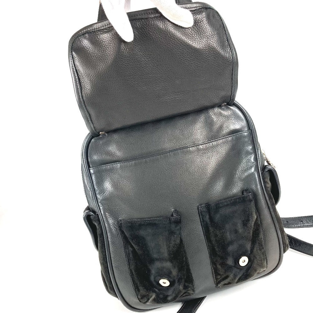 CHROME HEARTS ガンスリンガー ロゴ クロス バックパック カバン リュックサック レザー/スエード ユニセックス ブラック