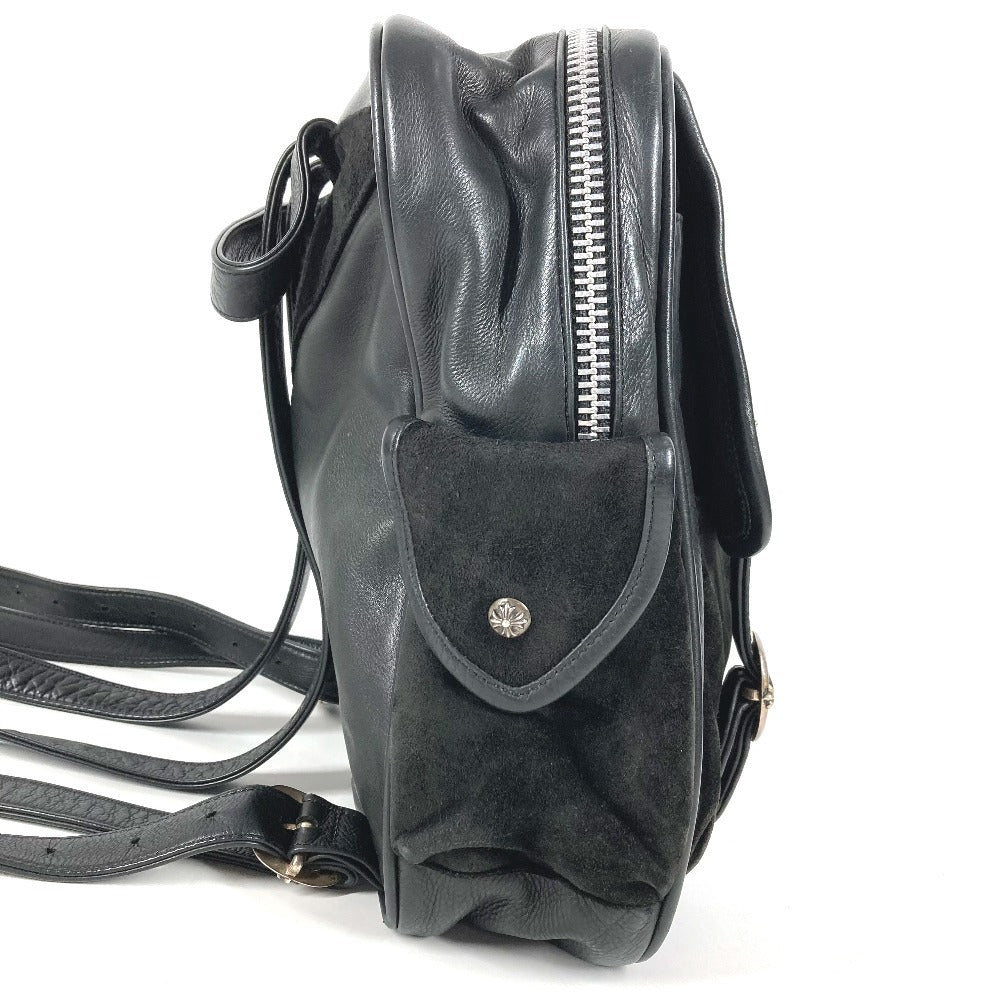 CHROME HEARTS ガンスリンガー ロゴ クロス バックパック カバン リュックサック レザー/スエード ユニセックス ブラック