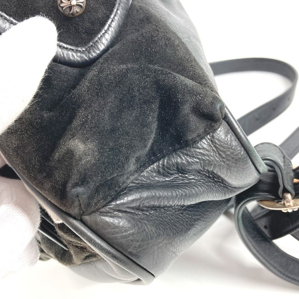 CHROME HEARTS ガンスリンガー ロゴ クロス バックパック カバン リュックサック レザー/スエード ユニセックス ブラック