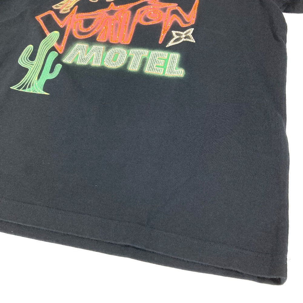 LOUIS VUITTON 2024年 ラインストーン ロゴ MOTEL アパレル トップス 半袖 Tシャツ 半袖Ｔシャツ コットン メンズ ブラック