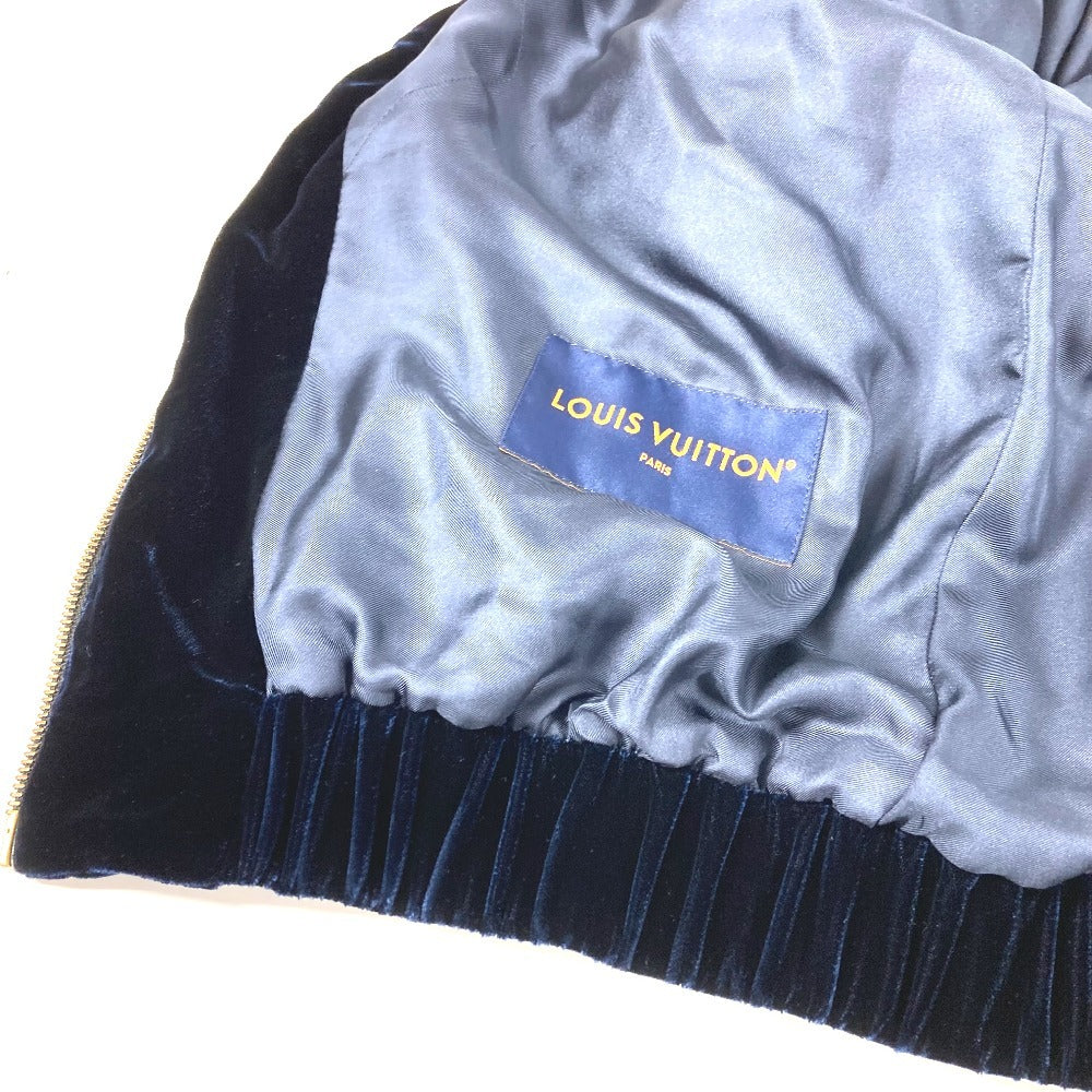 LOUIS VUITTON 2025年 ダミエ ロゴ ベロア ジップアップ フェイクパール パーカー アウター ジャンバー ブルゾン 上着 トップス RM252M ジャケット ビスコース メンズ ネイビー
