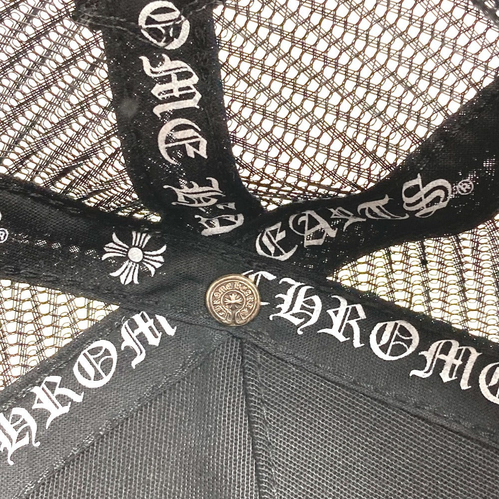 CHROME HEARTS Cemetary Cross Leather Patch Trucker Cap セメタリークロス レザーパッチ 革 帽子 キャップ帽 ベースボール メッシュ キャップ レザー ユニセックス ブラック