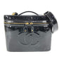 CHANEL ヴィンテージ CC ココマーク ロゴ バニティバッグ 肩掛け ショルダーバッグ 2WAYバッグ ハンドバッグ パテントレザー ユニセックス ブラック