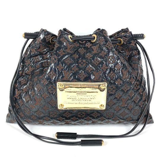 LOUIS VUITTON M95259 モノグラムエルヴィニル スクイーチ カバン 巾着 トートバッグ 肩掛け ショルダーバッグ レザー レディース ブラウン