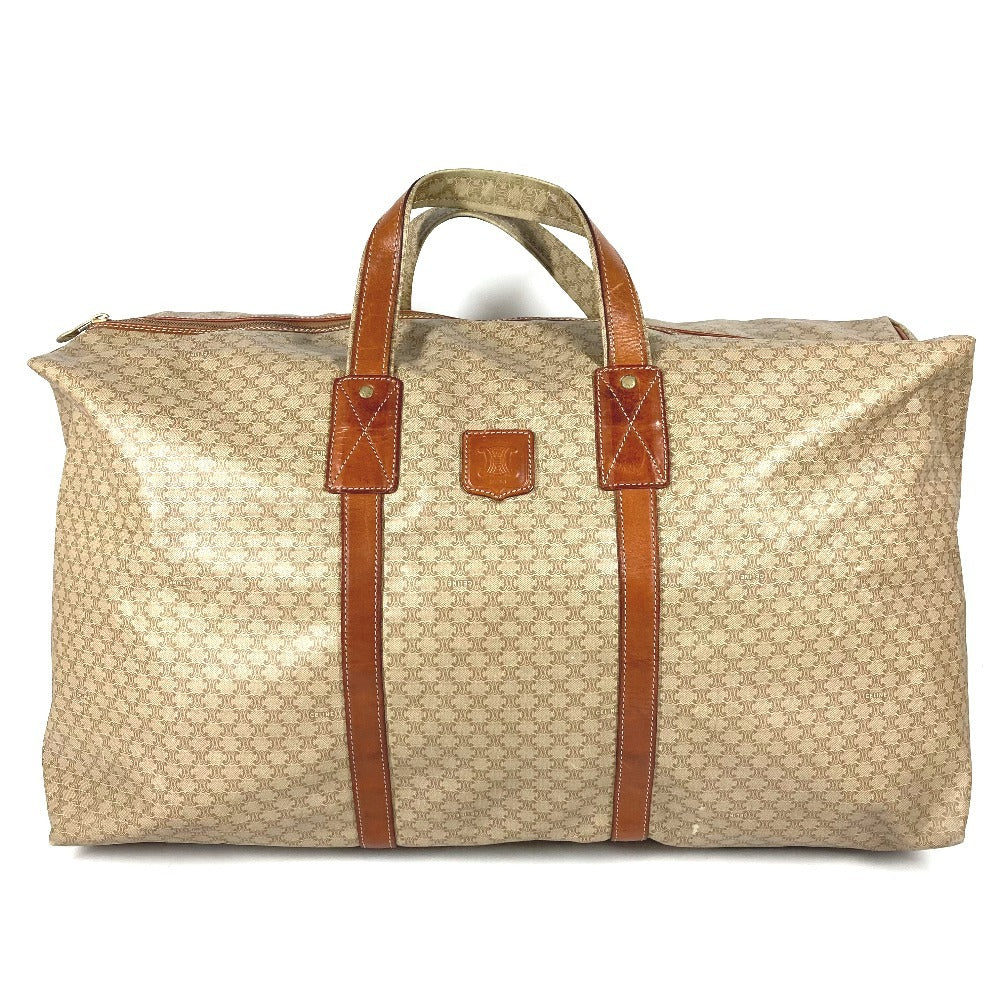 CELINE ヴィンテージ マカダム ロゴ カバン 旅行バッグ トラベルバッグ ハンドバッグ ボストンバッグ PVC/レザー ユニセックス ベージュ
