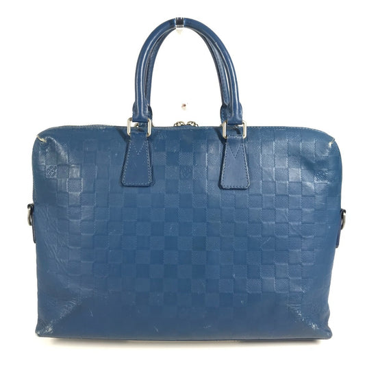 LOUIS VUITTON N41328 ダミエアンフィニ ポルトドキュマンジュール PDJ カバン 書類バッグ ブリーフケース ハンドバッグ ビジネスバッグ ダミエアンフィニレザー ユニセックス ブルー