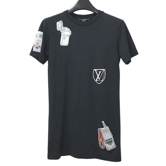 LOUIS VUITTON 不明 emblem logo Apparel short sleeve tops RW182W Short sleeve T-shirt cotton Black Used