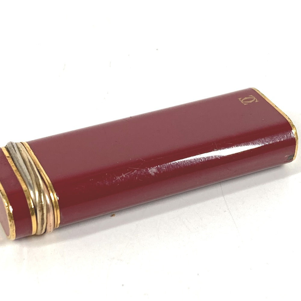 CARTIER ロゴ トリニティ 喫煙具 タバコ 煙草 ライター メタル ユニセックス ワインレッド系
