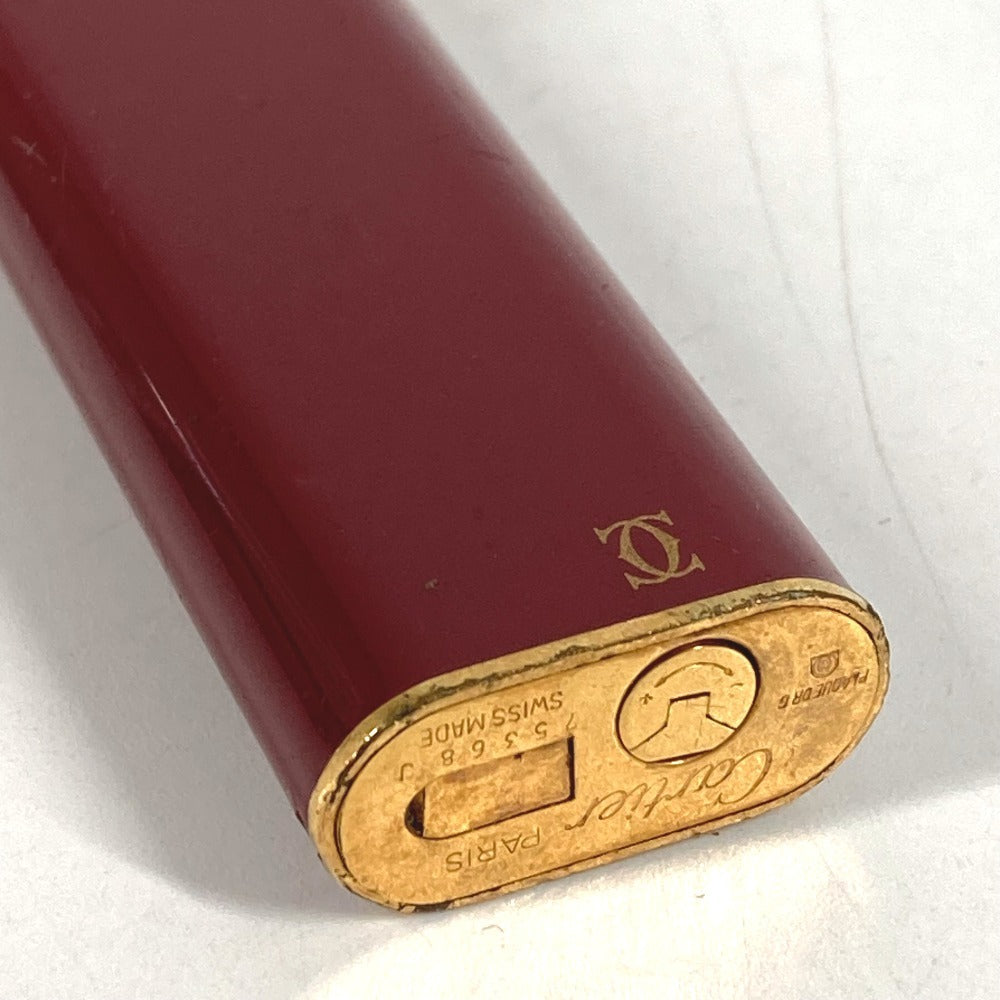 CARTIER ロゴ トリニティ 喫煙具 タバコ 煙草 ライター メタル ユニセックス ワインレッド系