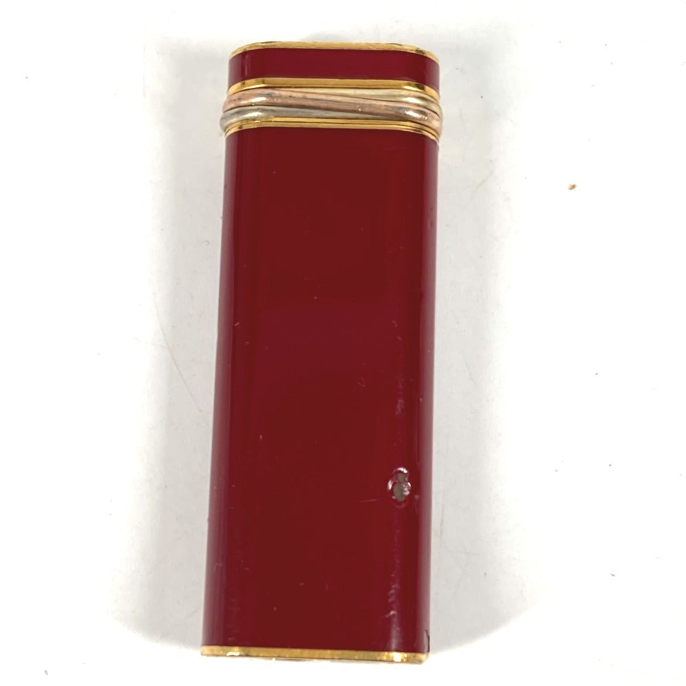 CARTIER ロゴ トリニティ 喫煙具 タバコ 煙草 ライター メタル ユニセックス ワインレッド系