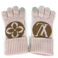 LOUIS VUITTON M79254 flight mode LV medallion maille glove Gloves Accessories gloves wool Camel Rose Beige Used