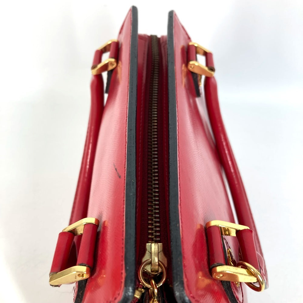 VERSACE vintage Sunburst logo Bag, Tote Bag, Chain Charm, Key Holder Included Hand Bag Leather Red Used