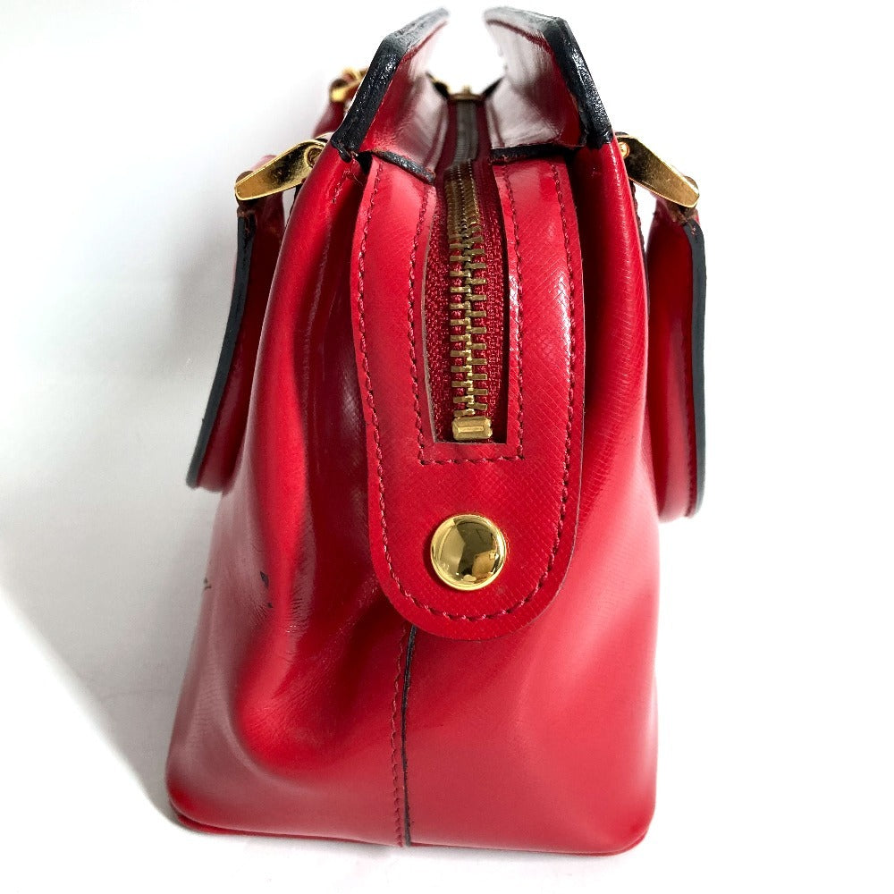 VERSACE vintage Sunburst logo Bag, Tote Bag, Chain Charm, Key Holder Included Hand Bag Leather Red Used