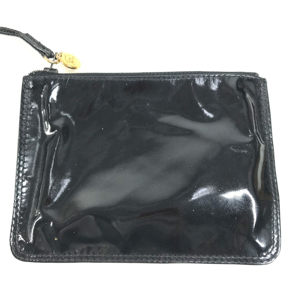 CHANEL vintage Drawstring bag CC CC Mark logo Chain bag, crossbody bag with pouch Shoulder Bag enamel Black/GoldHardware Used