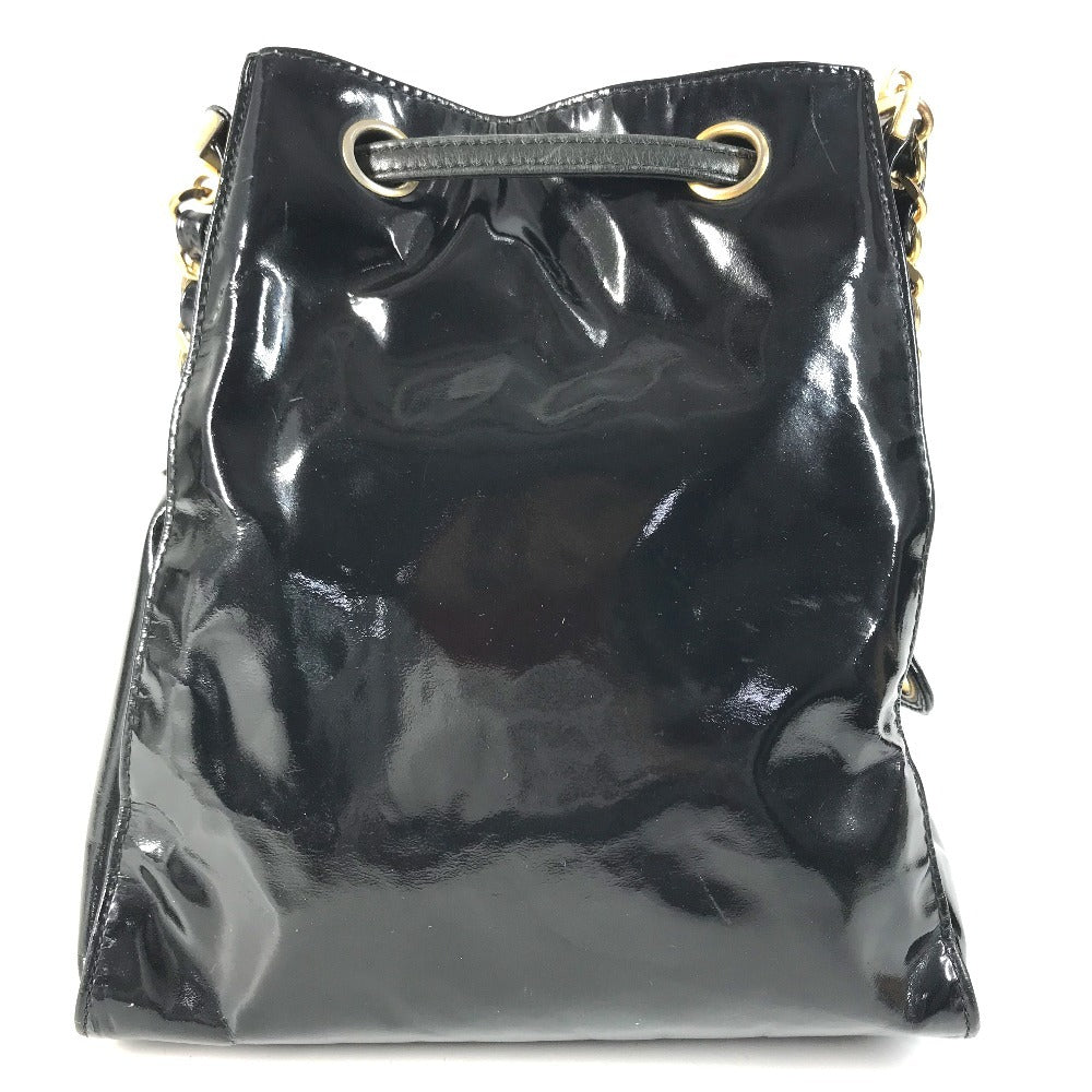 CHANEL vintage Drawstring bag CC CC Mark logo Chain bag, crossbody bag with pouch Shoulder Bag enamel Black/GoldHardware Used