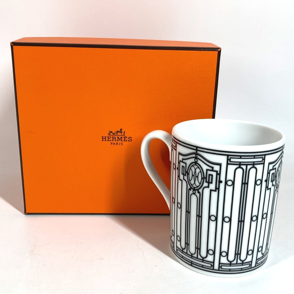 HERMES H DECO Tableware, cups, coffee cups Mug Pottery White/Black Used