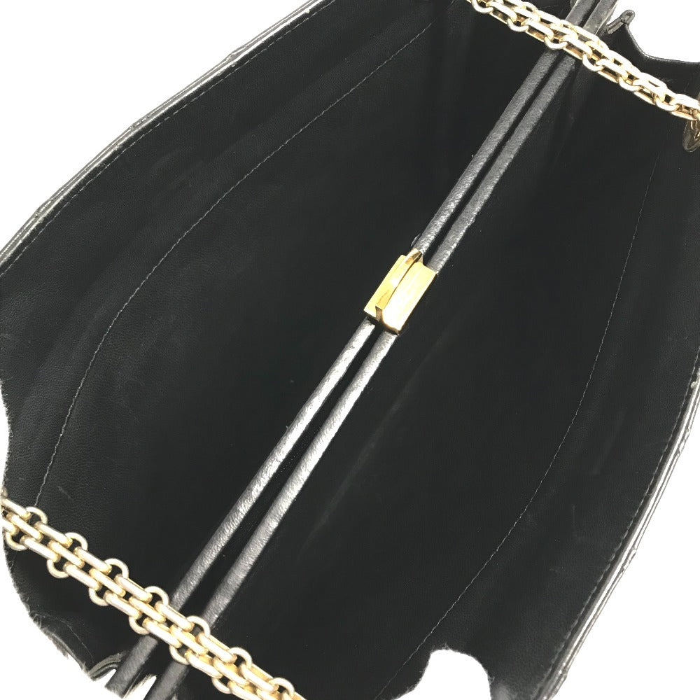CHANEL vintage Kisslock Matelasse Quilted Shoulder bag Double Chain Chain bag Shoulder Bag Leather Black/Gold Used