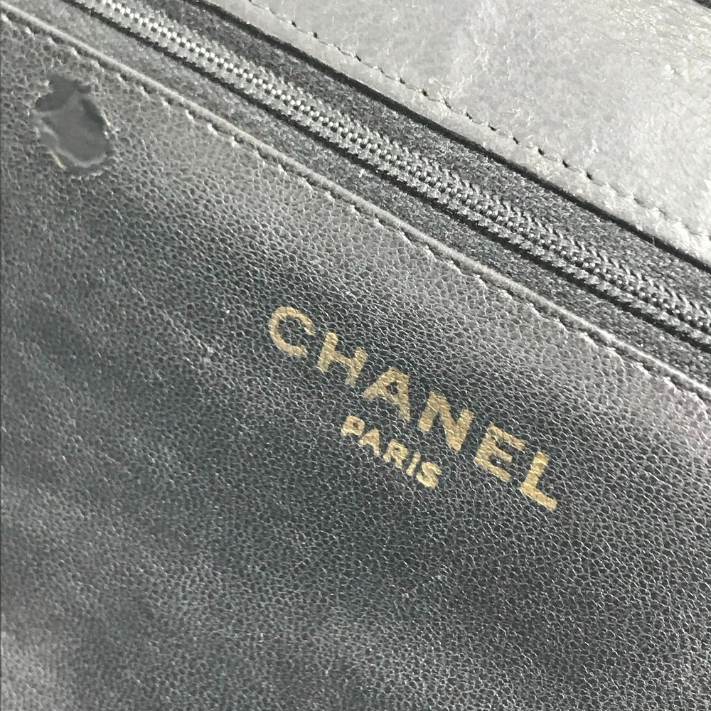 CHANEL vintage Kisslock Matelasse Quilted Shoulder bag Double Chain Chain bag Shoulder Bag Leather Black/Gold Used