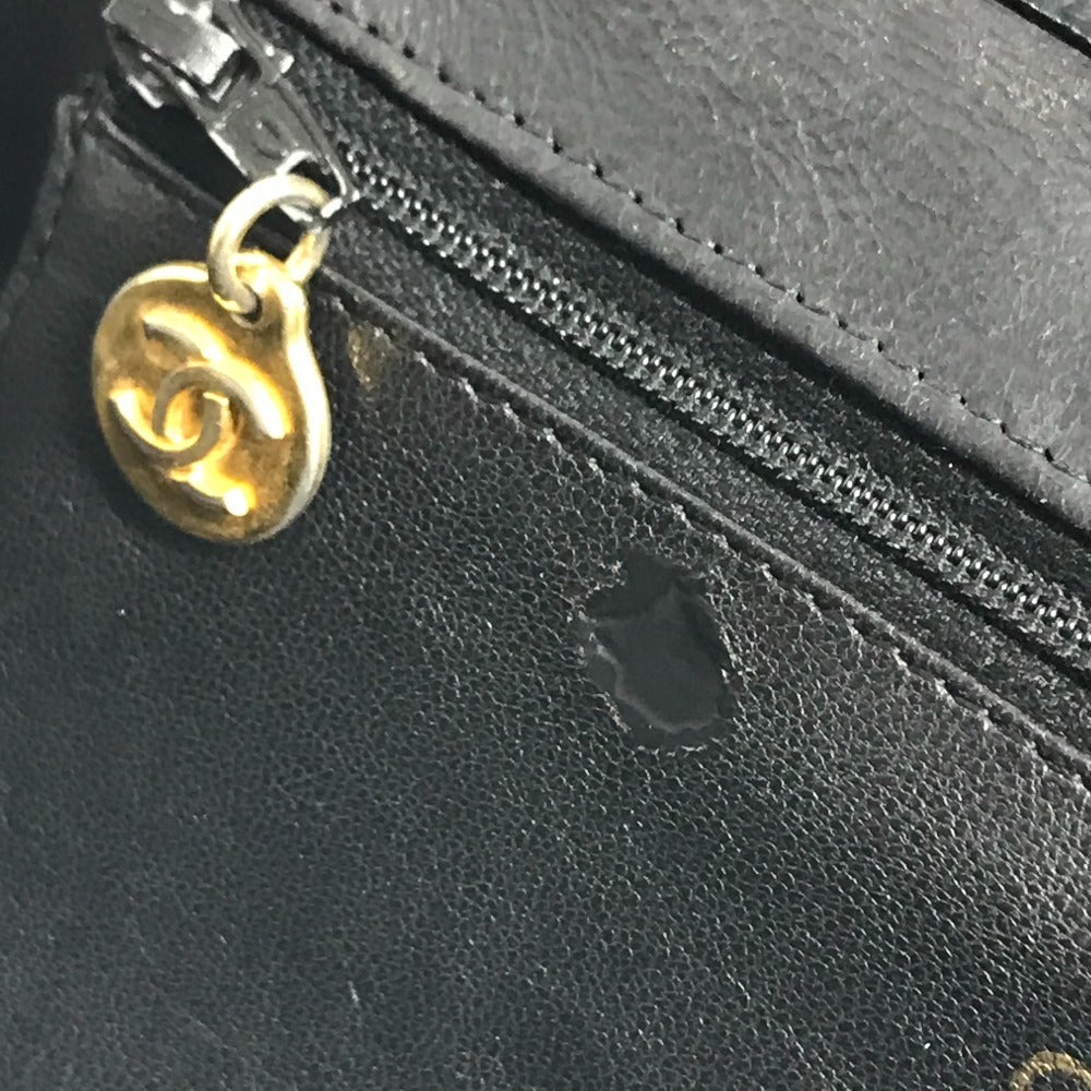 CHANEL vintage Kisslock Matelasse Quilted Shoulder bag Double Chain Chain bag Shoulder Bag Leather Black/Gold Used