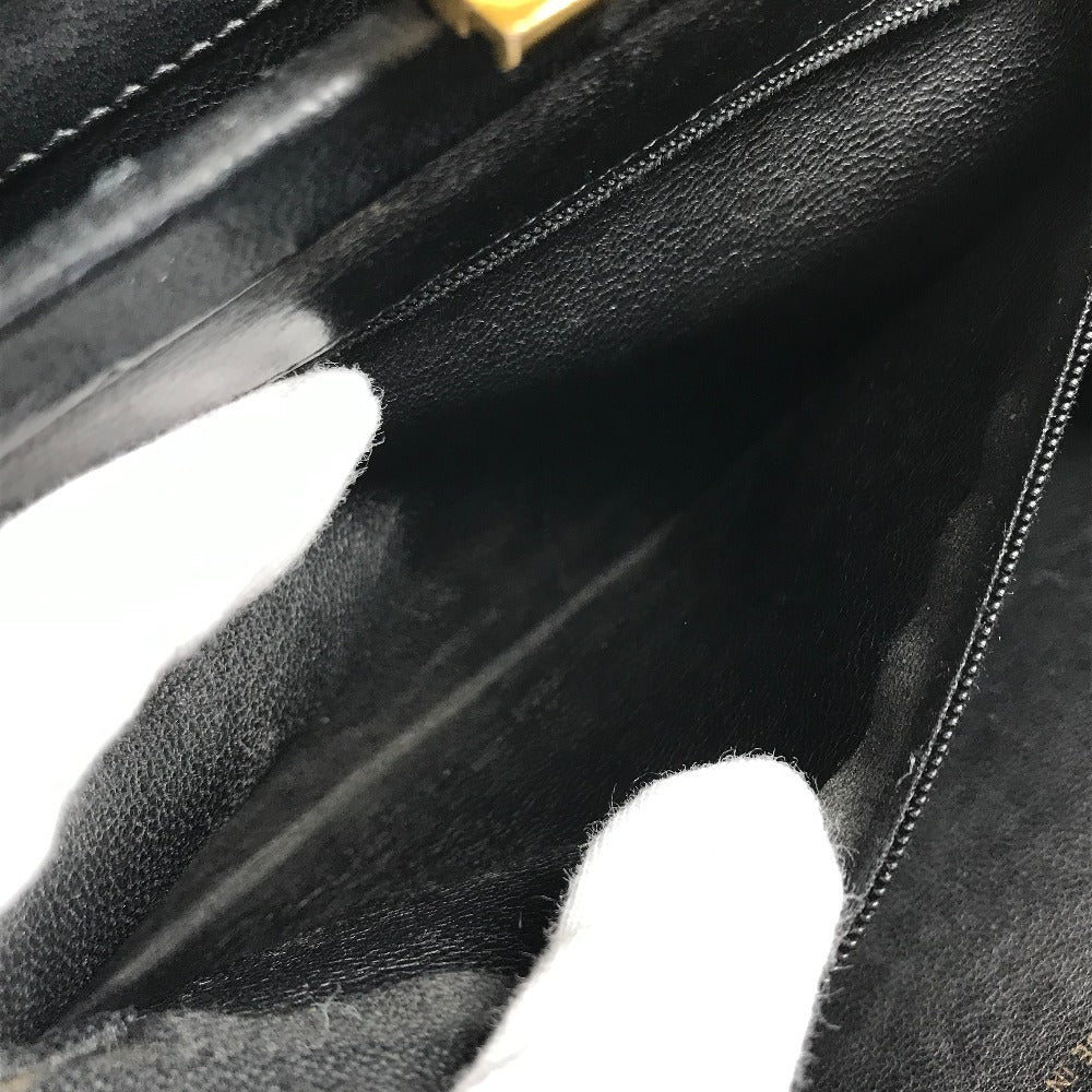 CHANEL vintage Kisslock Matelasse Quilted Shoulder bag Double Chain Chain bag Shoulder Bag Leather Black/Gold Used