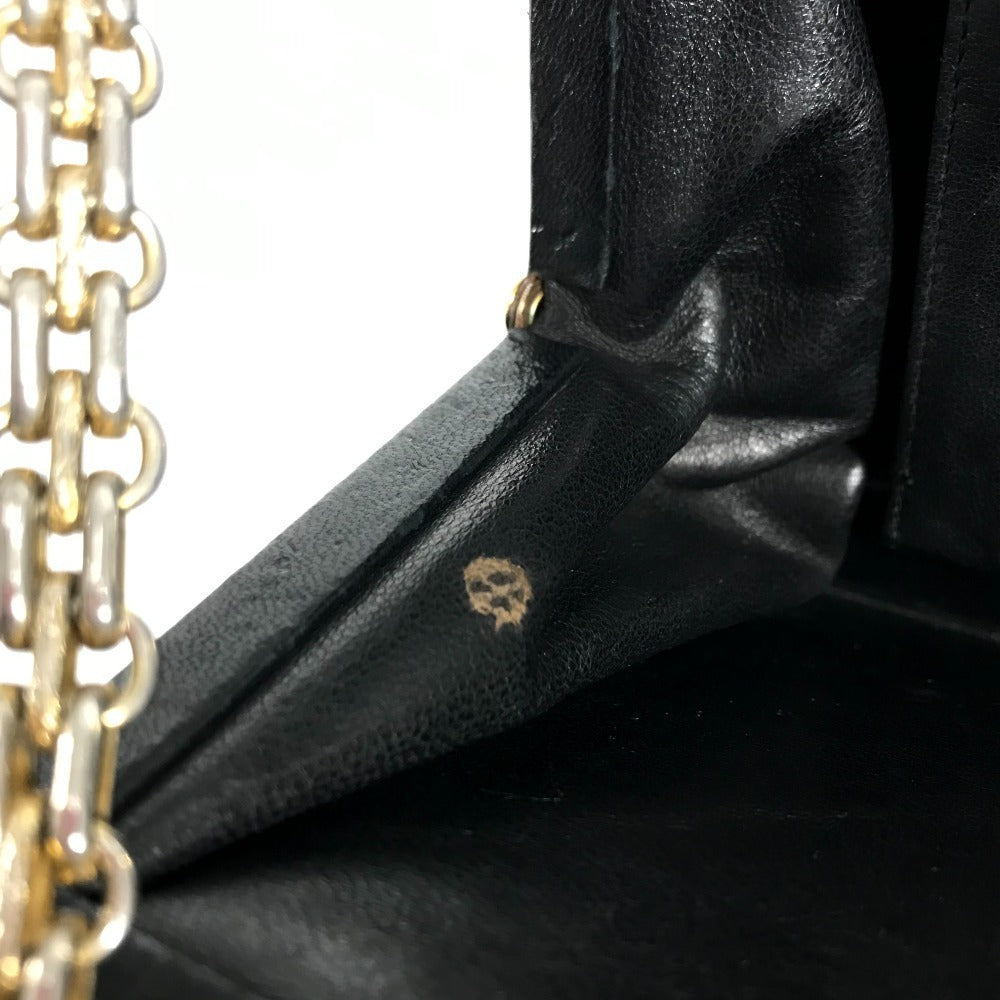 CHANEL vintage Kisslock Matelasse Quilted Shoulder bag Double Chain Chain bag Shoulder Bag Leather Black/Gold Used