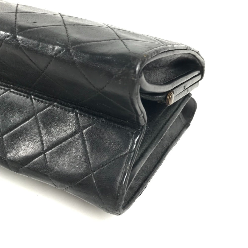 CHANEL vintage Kisslock Matelasse Quilted Shoulder bag Double Chain Chain bag Shoulder Bag Leather Black/Gold Used