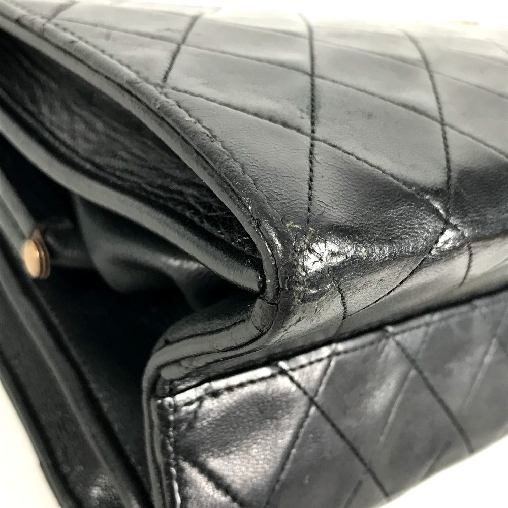 CHANEL vintage Kisslock Matelasse Quilted Shoulder bag Double Chain Chain bag Shoulder Bag Leather Black/Gold Used
