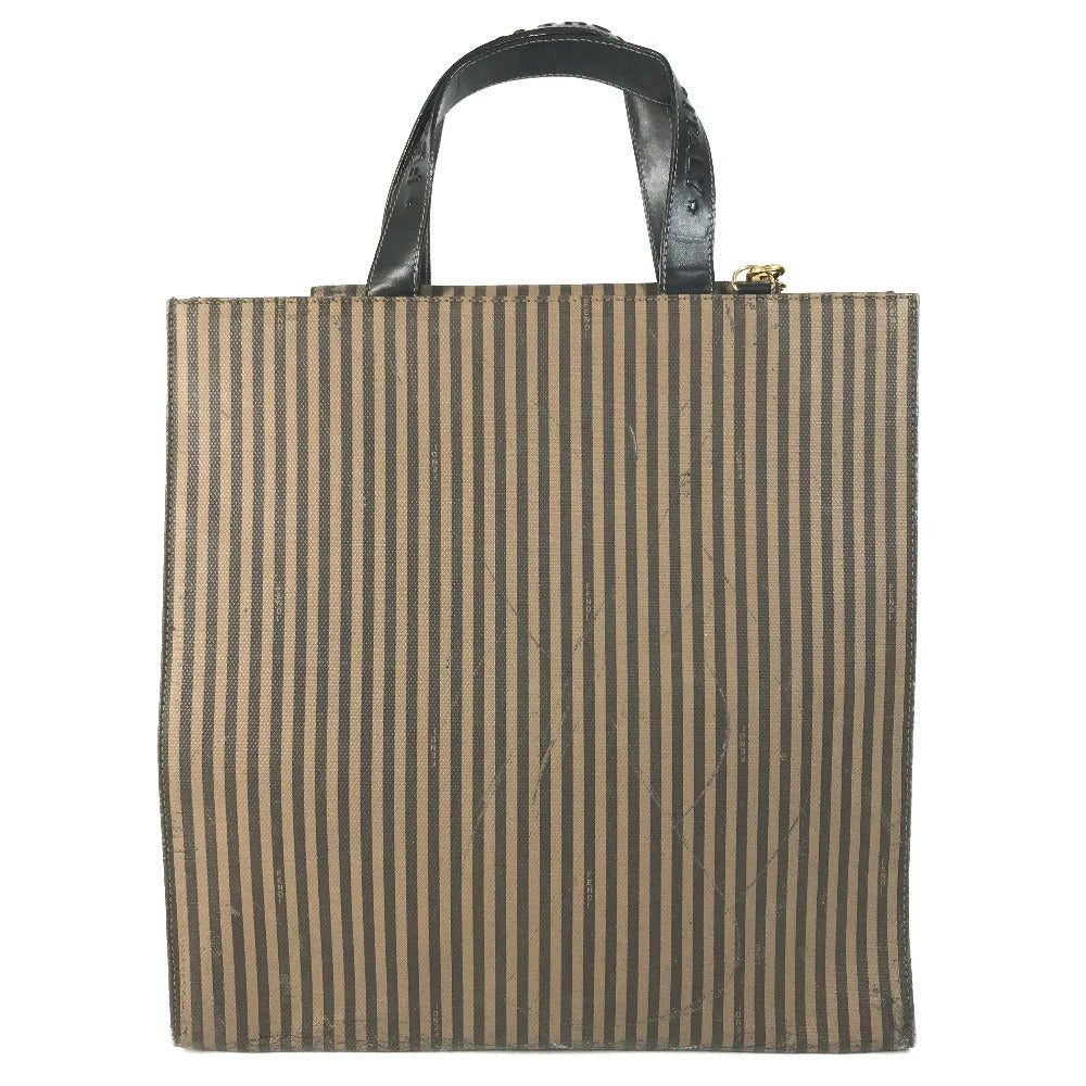 FENDI vintage Pecan Logo 2-Way Bag (Vertical) Bag Tote Bag Shoulder Bag Vertical Tote Hand Bag Leather / Coated Canvas Brown/Black Used