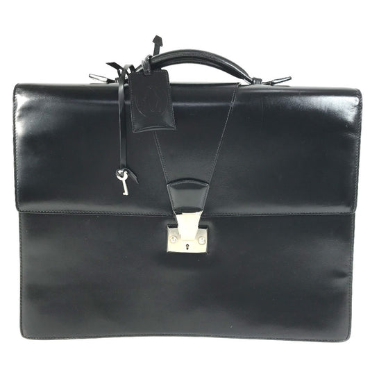 CARTIER Business bag with logo Bag, Tote Bag, Document Bag, Briefcase Hand Bag Leather Black/SilverHardware Used