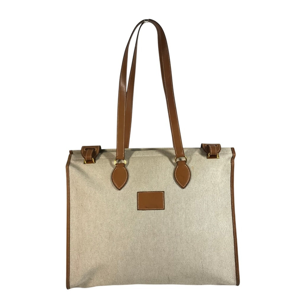 HERMES vintage Cabas50 Cabas 50 Bag Tote Bag shawl Shoulder Bag Toile H / Leather Beige Used