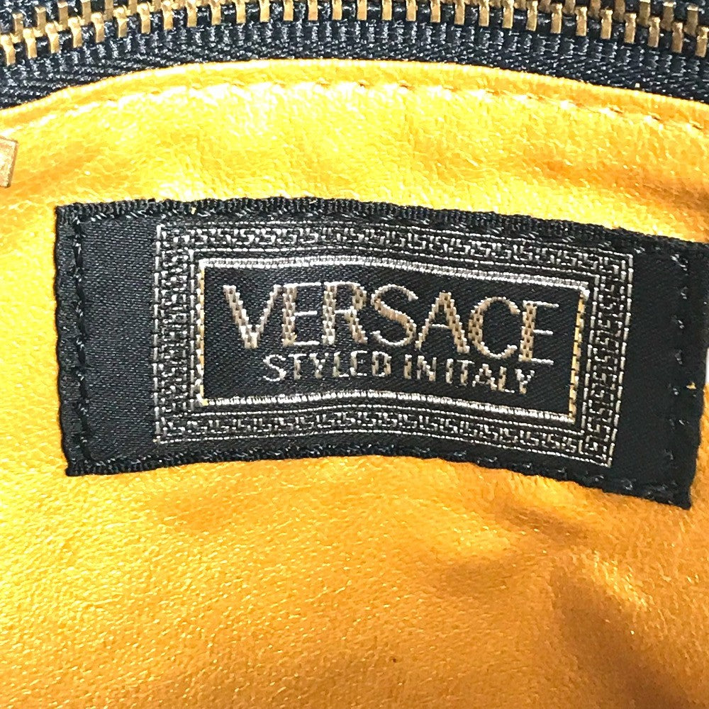 VERSACE medusa logo Chain Hand Bag, Shoulder Bag Shoulder Bag Nylon Black Used