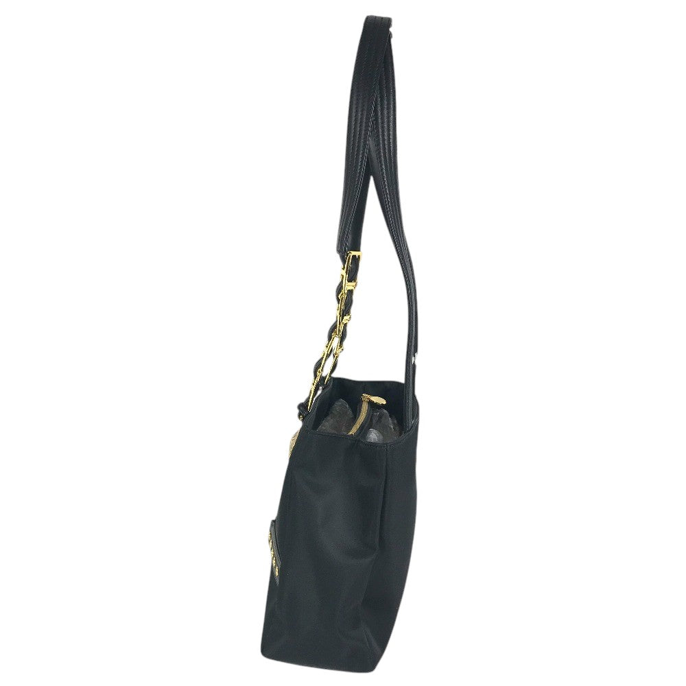 VERSACE medusa logo Chain Hand Bag, Shoulder Bag Shoulder Bag Nylon Black Used