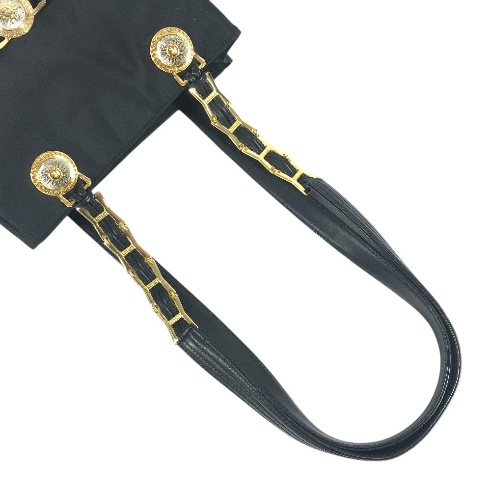 VERSACE medusa logo Chain Hand Bag, Shoulder Bag Shoulder Bag Nylon Black Used