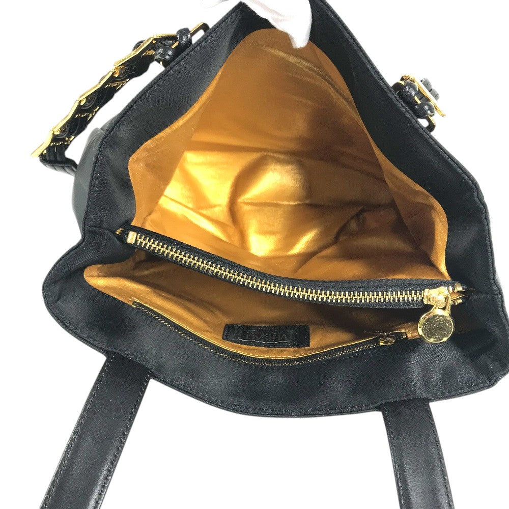 VERSACE medusa logo Chain Hand Bag, Shoulder Bag Shoulder Bag Nylon Black Used