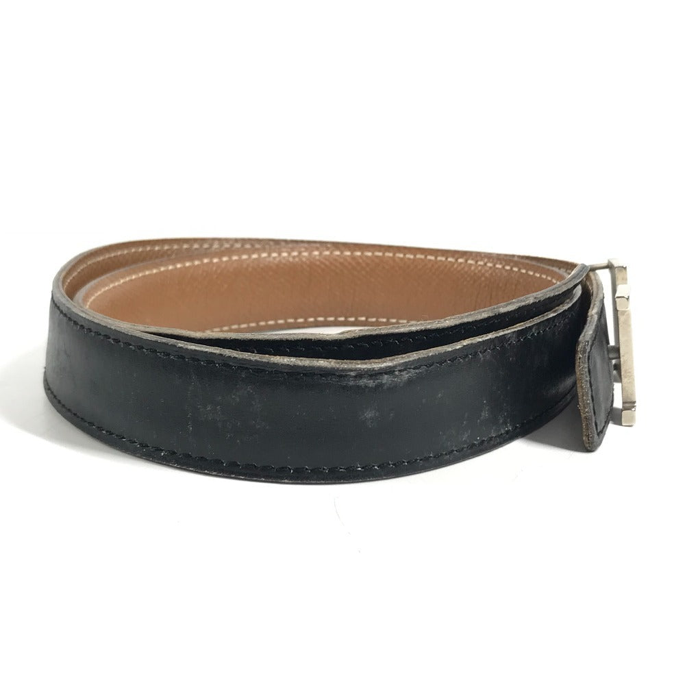 HERMES vintage H logo H belt Constance belt Leather Black x Brown/SilverHardware Used