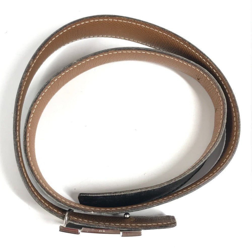 HERMES vintage H logo H belt Constance belt Leather Black x Brown/SilverHardware Used