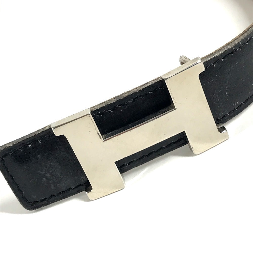 HERMES vintage H logo H belt Constance belt Leather Black x Brown/SilverHardware Used