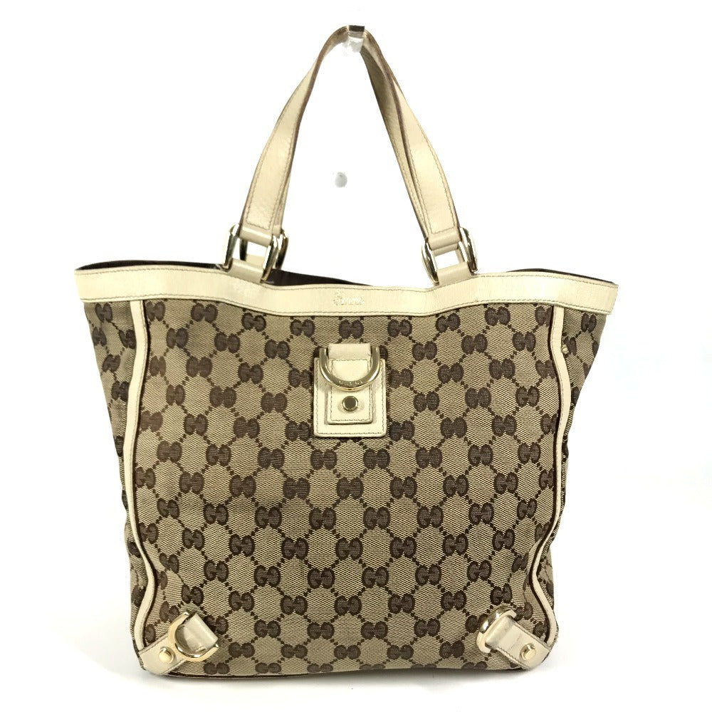GUCCI 130739 GG logo Shoulder bag Tote Bag Shoulder Bag GGCanvas/Leather Beige/IvoryBased Used