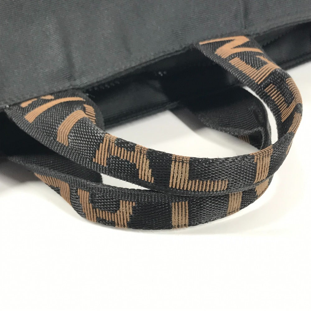 FENDI vintage logo Shoulder bag, vertical tote bag Hand Bag Nylon canvas Black Used