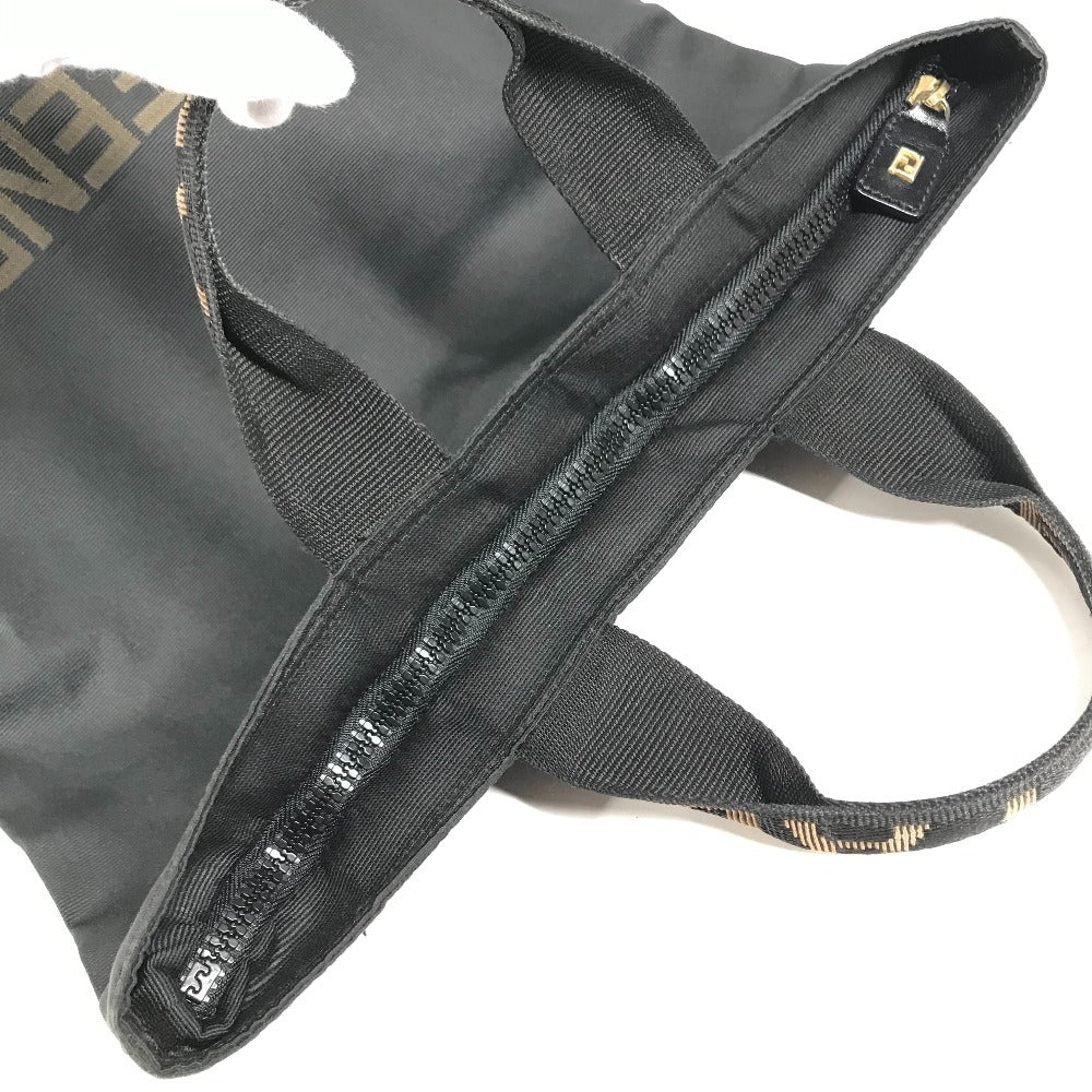 FENDI vintage logo Shoulder bag, vertical tote bag Hand Bag Nylon canvas Black Used