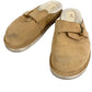 LOUIS VUITTON LV logo clogs with fur Shoes shoes Sandals Leather / fur Beige/White Used