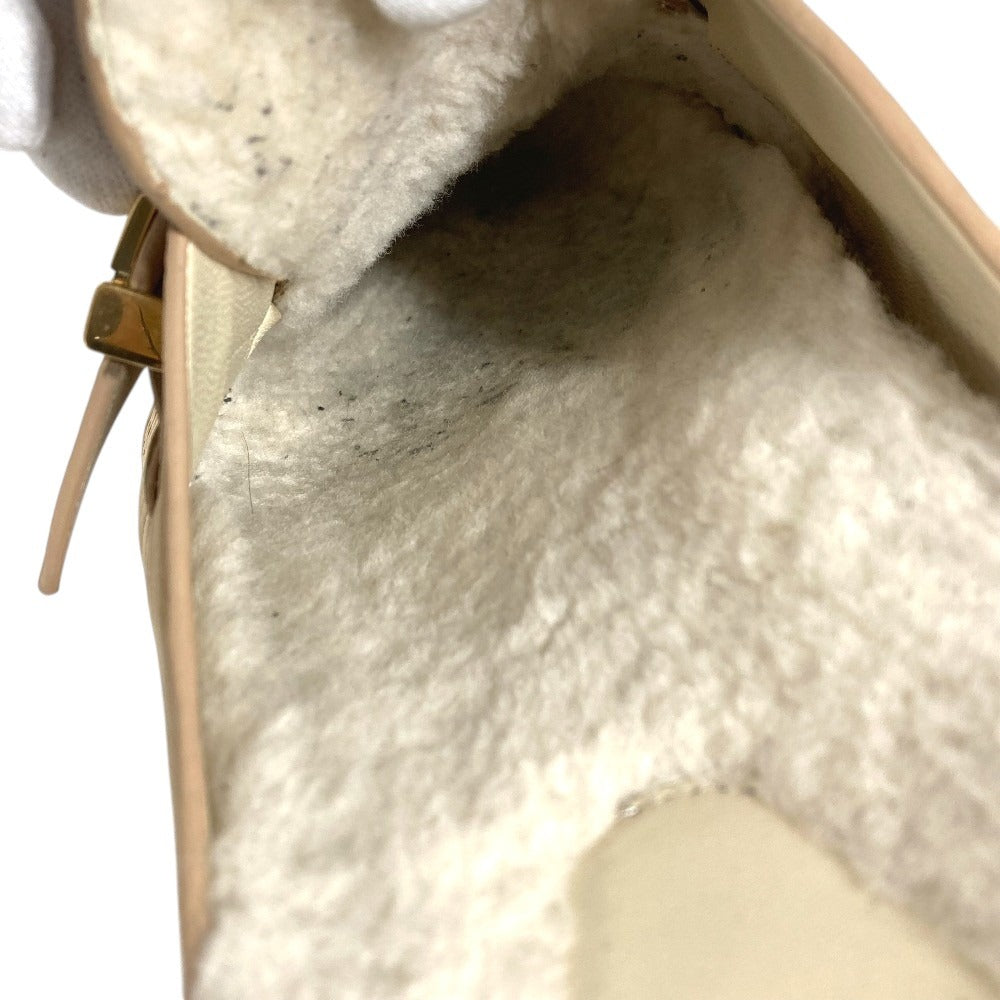 LOUIS VUITTON LV logo clogs with fur Shoes shoes Sandals Leather / fur Beige/White Used