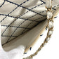 CHANEL Wild stitch CC CC Mark logo Bag Tote Bag Chain Bag Double Chain Shoulder Bag Leather White/Navy Used