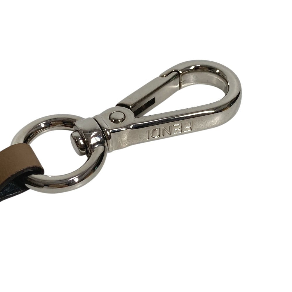 FENDI ZUCCA FF Logo Major Scale Bag Charm Key Holder Leather Brown Used
