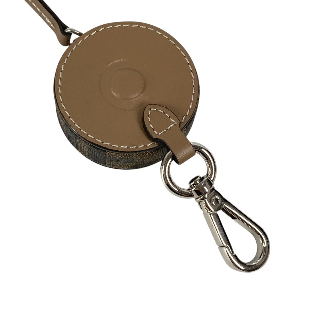 FENDI ZUCCA FF Logo Major Scale Bag Charm Key Holder Leather Brown Used