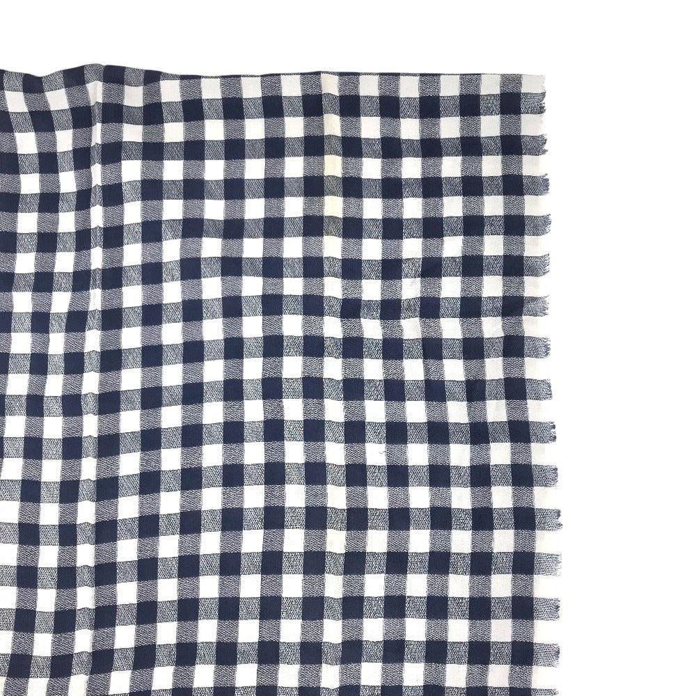 LOUIS VUITTON 不明 Damier check logo Shawl Fringe Scarf Stole/Shawl cotton blue Used